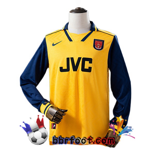 Maillot Foot Arsenal Retro Exterieur Manche Longue Jaune 1996-1997 Maillot Foot Arsenal Retro Exterieur Manche Longue Jaune 1996-1997