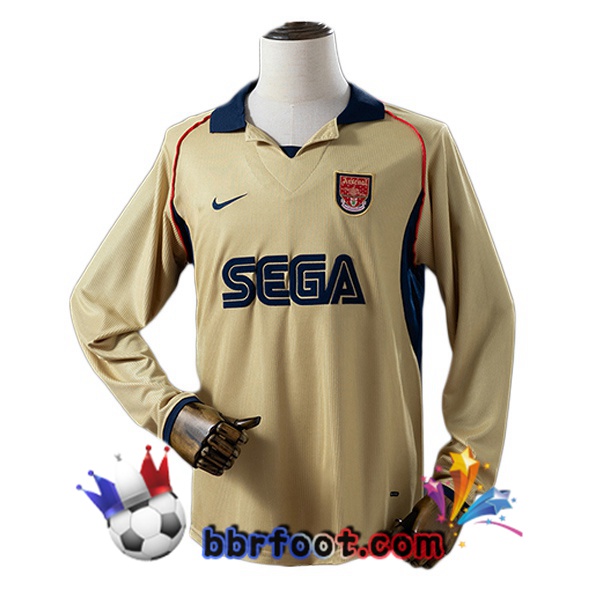 Maillot Foot Arsenal Retro Exterieur Manche Longue Jaune 2001-2002 Maillot Foot Arsenal Retro Exterieur Manche Longue Jaune 2001-2002