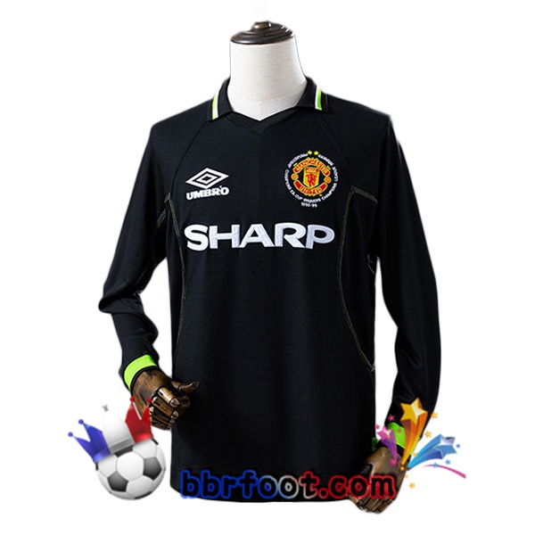 Maillot Foot Manchester United Retro Gardien de but Manche Longue Noir 1998-1999 Maillot Foot Manchester United Retro Gardien de but Manche Longue Noir 1998-1999