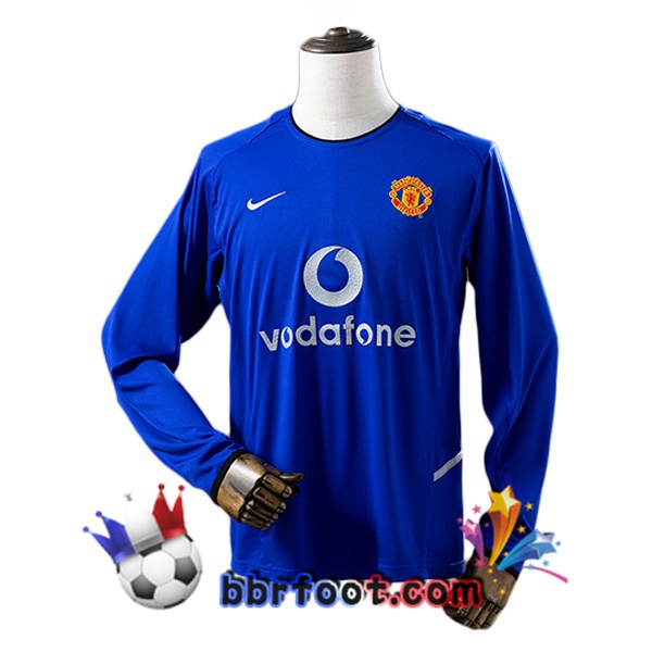 Maillot Foot Manchester United Retro Third Manche Longue Bleu 2002-2003 Maillot Foot Manchester United Retro Third Manche Longue Bleu 2002-2003