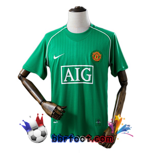 Maillot Foot Manchester United Retro Gardien de but Vert 2007-2008 Maillot Foot Manchester United Retro Gardien de but Vert 2007-2008