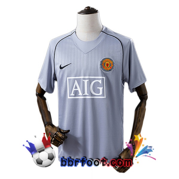 Maillot Foot Manchester United Retro Gardien de but Gris 2007-2008 Maillot Foot Manchester United Retro Gardien de but Gris 2007-2008