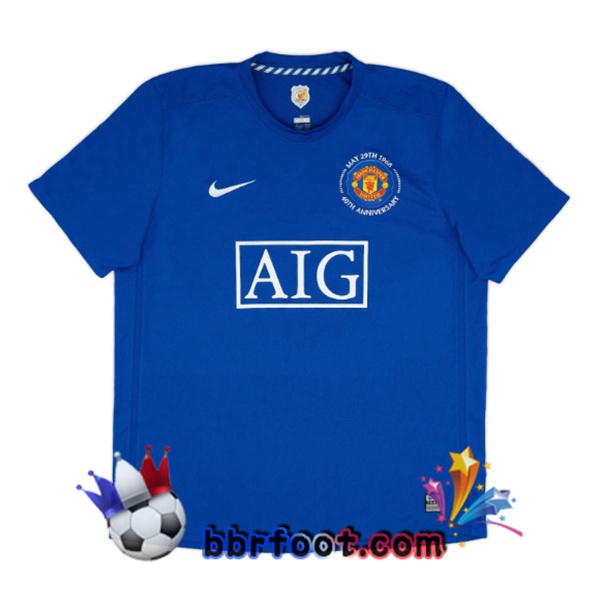Maillot Foot Manchester United Retro Third Bleu 2008-2009 Maillot Foot Manchester United Retro Third Bleu 2008-2009