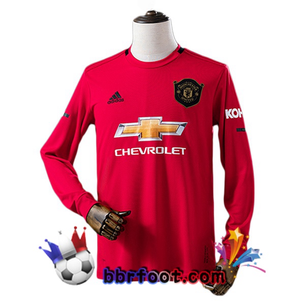 Maillot Foot Manchester United Retro Domicile Manche Longue Rouge 2019-2020 Maillot Foot Manchester United Retro Domicile Manche Longue Rouge 2019-2020