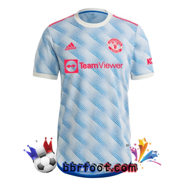 Maillot Foot Manchester United Retro Exterieur Bleu Blanc 2021-2022 Maillot Foot Manchester United Retro Exterieur Bleu Blanc 2021-2022