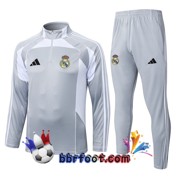 Survetement Foot Real Madrid Gris 2025/2026 Survetement Foot Real Madrid Gris 2025/2026