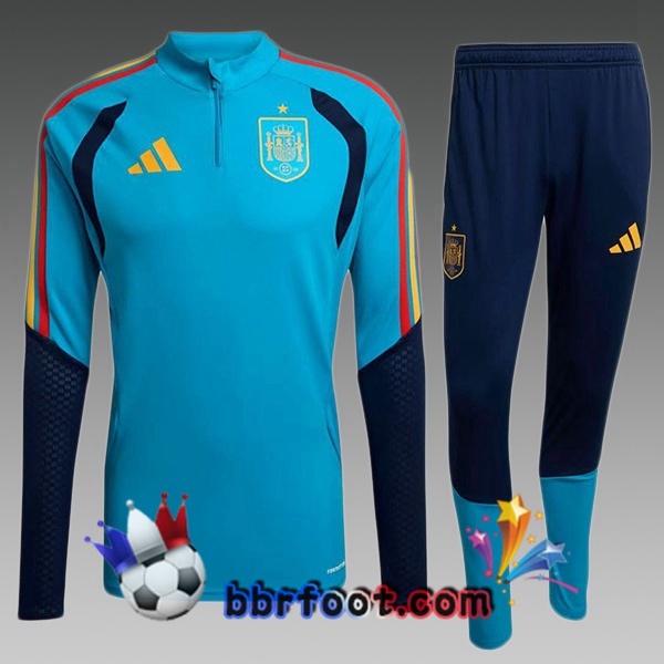 Survetement Foot Espagne Enfant Bleu 2025/2026 Survetement Foot Espagne Enfant Bleu 2025/2026