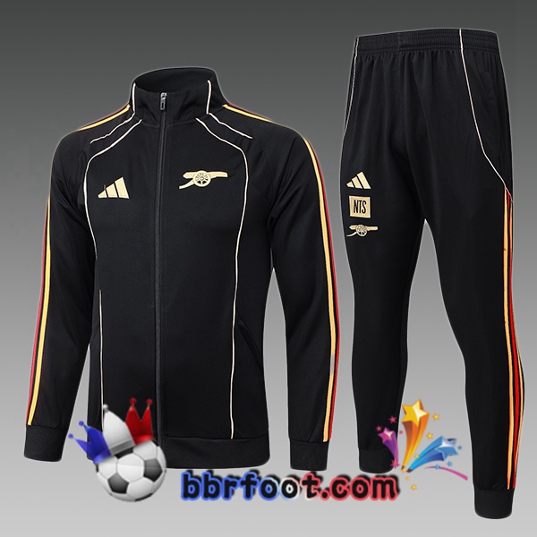Survetement Foot - Veste Arsenal Enfant Noir 2025/2026 Survetement Foot - Veste Arsenal Enfant Noir 2025/2026