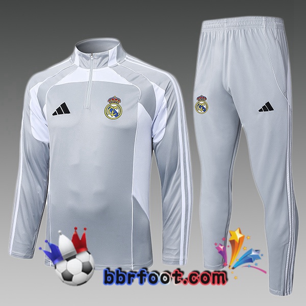 Survetement Foot Real Madrid Enfant Gris 2025/2026