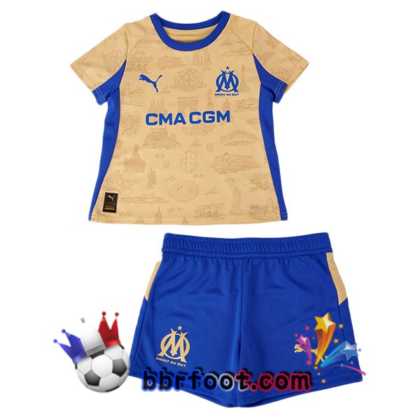 Maillot Foot Marseille OM Enfant Quatrieme Jaune 2025/2026 Maillot Foot Marseille OM Enfant Quatrieme Jaune 2025/2026