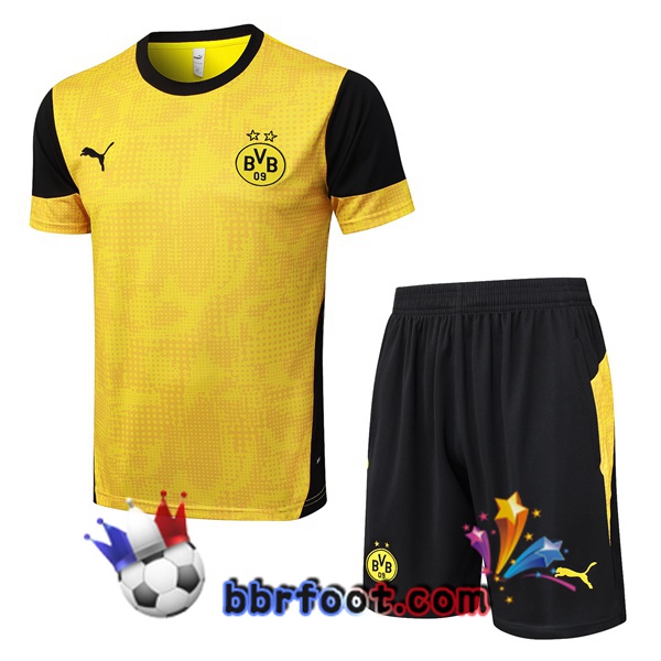 Ensemble Training T-Shirts Dortmund BVB + Shorts Jaune 2025/2026 Ensemble Training T-Shirts Dortmund BVB + Shorts Jaune 2025/2026