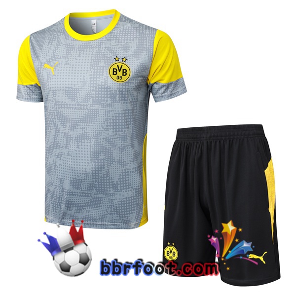 Ensemble Training T-Shirts Dortmund BVB + Shorts Gris 2025/2026 Ensemble Training T-Shirts Dortmund BVB + Shorts Gris 2025/2026