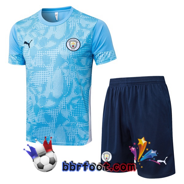 Ensemble Training T-Shirts Manchester City + Shorts Bleu 2025/2026 Ensemble Training T-Shirts Manchester City + Shorts Bleu 2025/2026