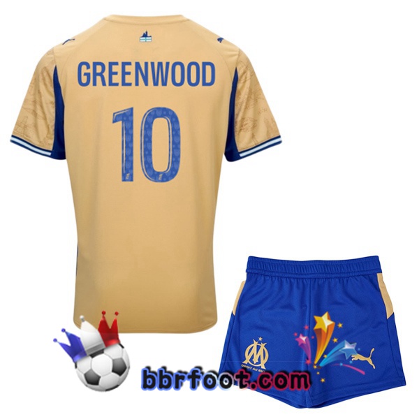 Maillot Foot Marseille OM (GREENWOOD 10) Enfant Quatrieme Jaune 2025/2026