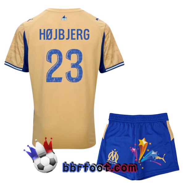 Maillot Foot Marseille OM (HØJBJERG 23) Enfant Quatrieme Jaune 2025/2026