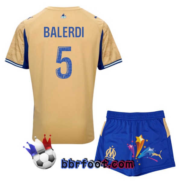 Maillot Foot Marseille OM (BALERDI 5) Enfant Quatrieme Jaune 2025/2026
