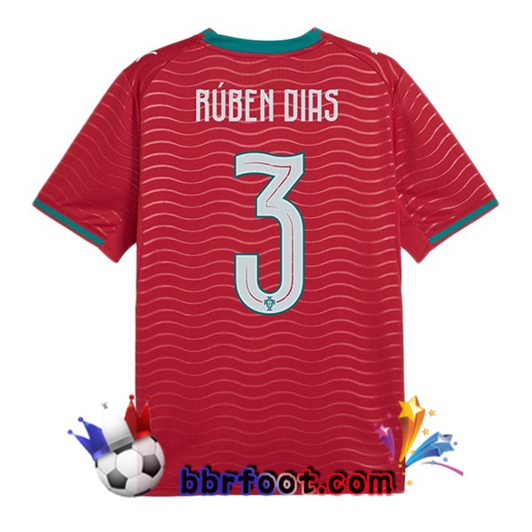 Maillots Equipe De Portugal (Rúben Dias 3) Domicile Rouge FIFA World Cup 2026 Maillots Equipe De Portugal (Rúben Dias 3) Domicile Rouge FIFA World Cup 2026