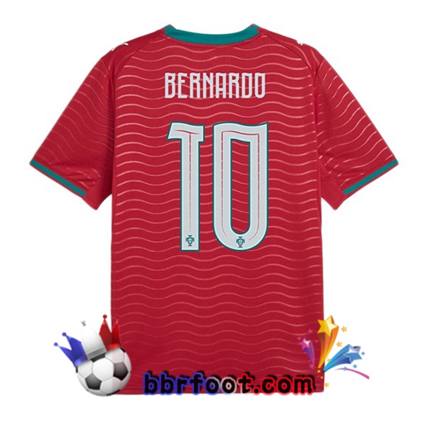 Maillots Equipe De Portugal (Bernardo 10) Domicile Rouge FIFA World Cup 2026