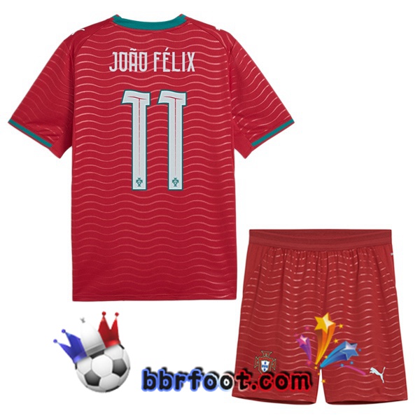 Maillots Equipe De Portugal (João Félix 11) Enfant Domicile Rouge 2026/2027 Maillots Equipe De Portugal (João Félix 11) Enfant Domicile Rouge 2026/2027