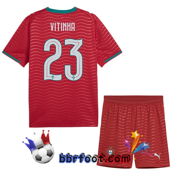 Maillots Equipe De Portugal (Vitinha 23) Enfant Domicile Rouge 2026/2027 Maillots Equipe De Portugal (Vitinha 23) Enfant Domicile Rouge 2026/2027