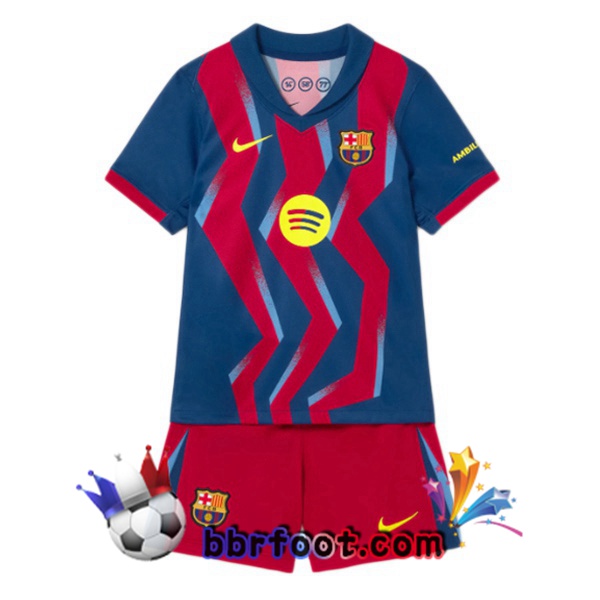 Maillot Foot FC Barcelone Enfant Quatrieme Bleu Rouge 2025/2026 Maillot Foot FC Barcelone Enfant Quatrieme Bleu Rouge 2025/2026