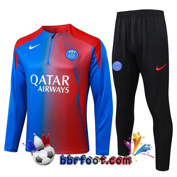Survetement Foot Paris PSG Bleu Rouge 2025/2026 Survetement Foot Paris PSG Bleu Rouge 2025/2026