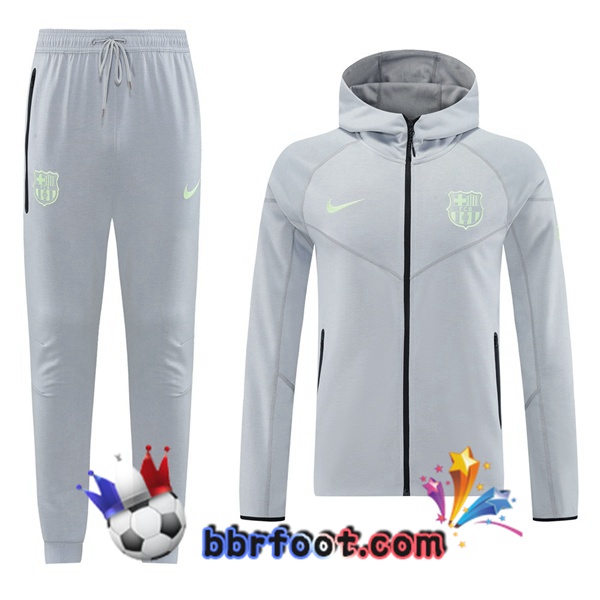 Survetement Foot - Sweat A Capuche FC Barcelone Gris 2025/2026 Survetement Foot - Sweat A Capuche FC Barcelone Gris 2025/2026