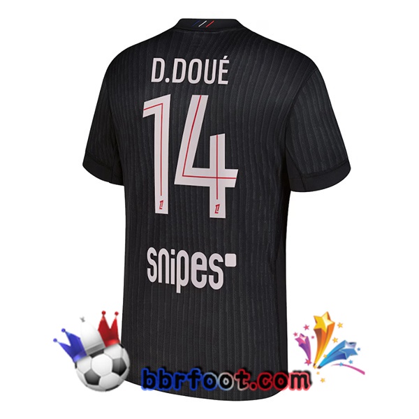 Maillot Foot Paris PSG (D. Doué 14) Quatrieme Noir 2025/2026 Maillot Foot Paris PSG (D. Doué 14) Quatrieme Noir 2025/2026