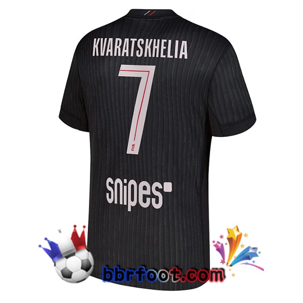 Maillot Foot Paris PSG (Kvaratskhelia 7) Quatrieme Noir 2025/2026