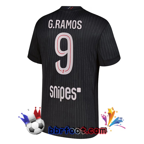 Maillot Foot Paris PSG (G. Ramos 9) Quatrieme Noir 2025/2026