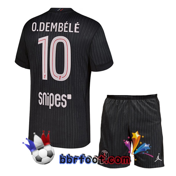 Maillot Foot Paris PSG (O. Dembélé 10) Enfant Quatrieme Noir 2025/2026 Maillot Foot Paris PSG (O. Dembélé 10) Enfant Quatrieme Noir 2025/2026