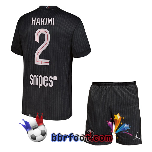 Maillot Foot Paris PSG (Hakimi 2) Enfant Quatrieme Noir 2025/2026 Maillot Foot Paris PSG (Hakimi 2) Enfant Quatrieme Noir 2025/2026