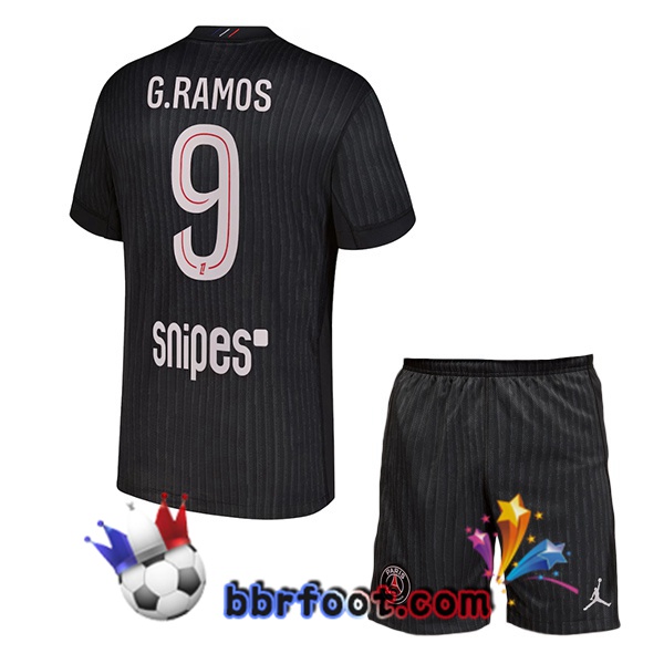 Maillot Foot Paris PSG (G. Ramos 9) Enfant Quatrieme Noir 2025/2026 Maillot Foot Paris PSG (G. Ramos 9) Enfant Quatrieme Noir 2025/2026