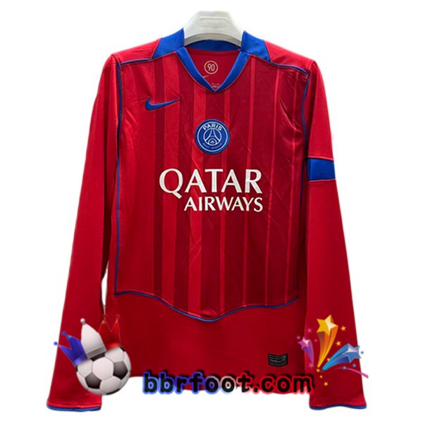 Maillot Foot Paris PSG Third Manche Longue Rouge 2025/2026