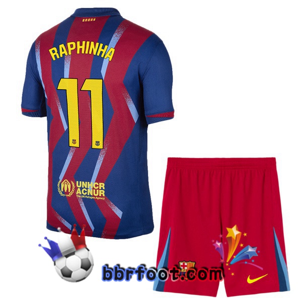 Maillot Foot FC Barcelone (RAPHINHA 11) Enfant Quatrieme Bleu Rouge 2025/2026 Maillot Foot FC Barcelone (RAPHINHA 11) Enfant Quatrieme Bleu Rouge 2025/2026