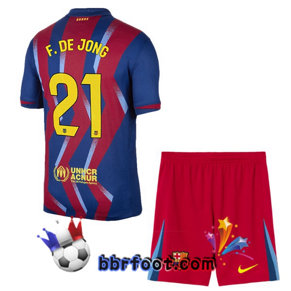 Maillot Foot FC Barcelone (F. DE JONG 21) Enfant Quatrieme Bleu Rouge 2025/2026 Maillot Foot FC Barcelone (F. DE JONG 21) Enfant Quatrieme Bleu Rouge 2025/2026