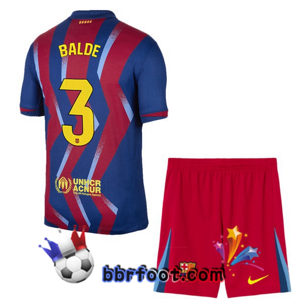 Maillot Foot FC Barcelone (BALDE 3) Enfant Quatrieme Bleu Rouge 2025/2026 Maillot Foot FC Barcelone (BALDE 3) Enfant Quatrieme Bleu Rouge 2025/2026
