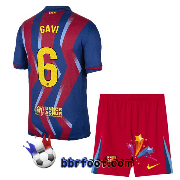 Maillot Foot FC Barcelone (GAVI 6) Enfant Quatrieme Bleu Rouge 2025/2026