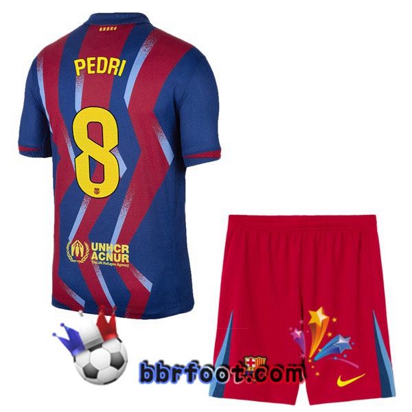 Maillot Foot FC Barcelone (PEDRI 8) Enfant Quatrieme Bleu Rouge 2025/2026 Maillot Foot FC Barcelone (PEDRI 8) Enfant Quatrieme Bleu Rouge 2025/2026