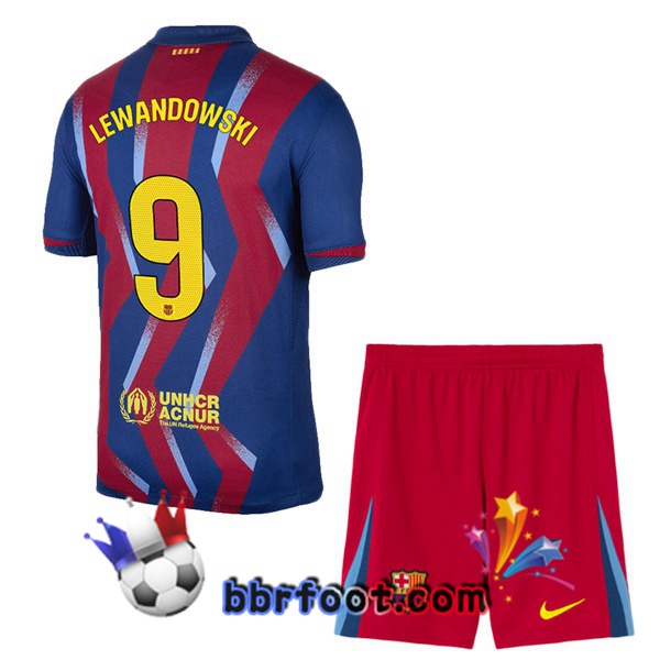 Maillot Foot FC Barcelone (LEWANDOWSKI 9) Enfant Quatrieme Bleu Rouge 2025/2026 Maillot Foot FC Barcelone (LEWANDOWSKI 9) Enfant Quatrieme Bleu Rouge 2025/2026