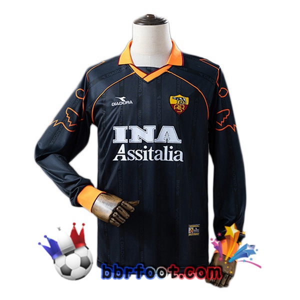 Maillot Foot AS Roma Retro Third Manche Longue Noir 1999-2000 Maillot Foot AS Roma Retro Third Manche Longue Noir 1999-2000