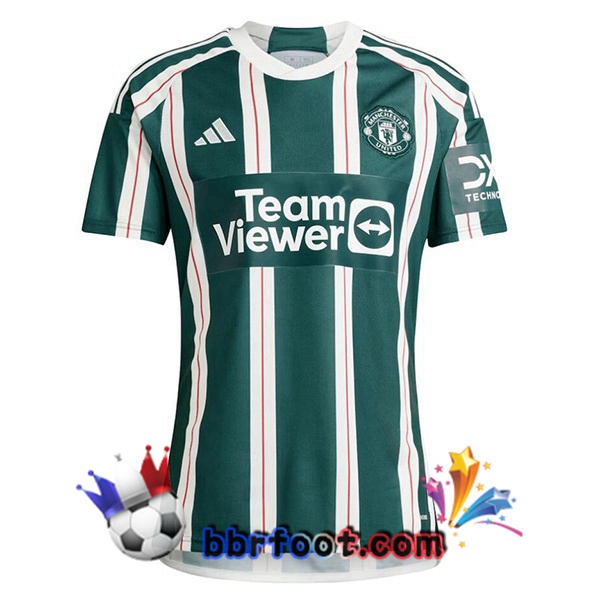 Maillot Foot Manchester United Retro Exterieur Vert Blanc 2023-2024 Maillot Foot Manchester United Retro Exterieur Vert Blanc 2023-2024
