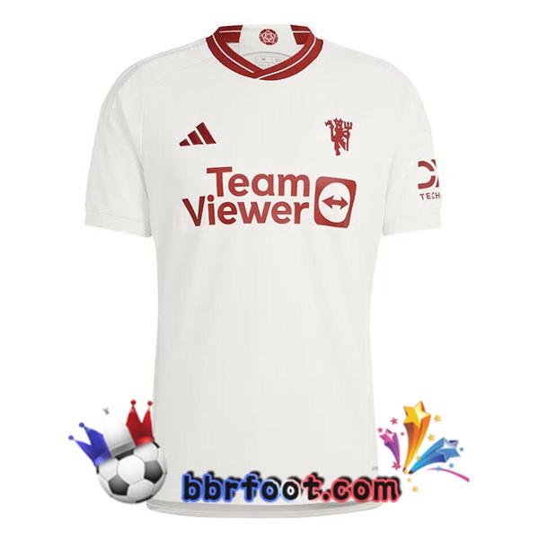 Maillot Foot Manchester United Retro Third Blanc 2023-2024 Maillot Foot Manchester United Retro Third Blanc 2023-2024
