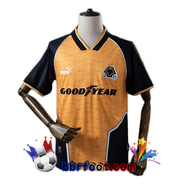 Maillot Foot Wolves Retro Domicile Jaune 1996-1998 Maillot Foot Wolves Retro Domicile Jaune 1996-1998