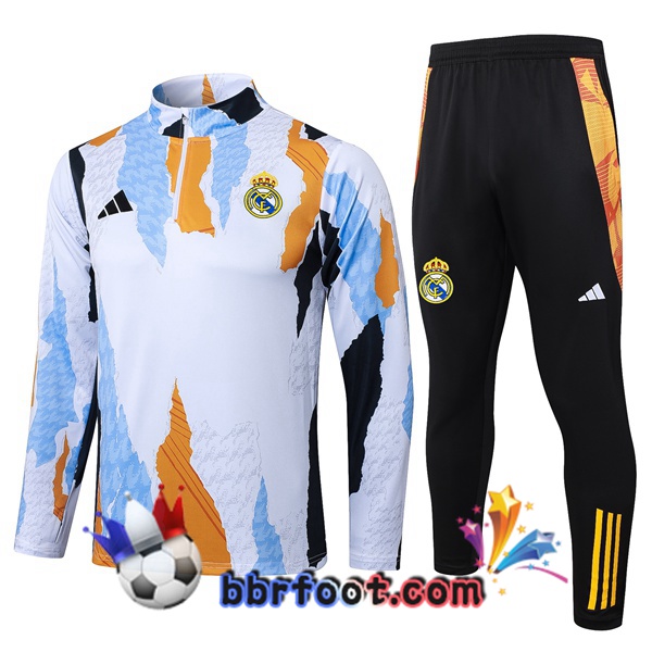 Survetement Foot Real Madrid Blanc Jaune 2025/2026