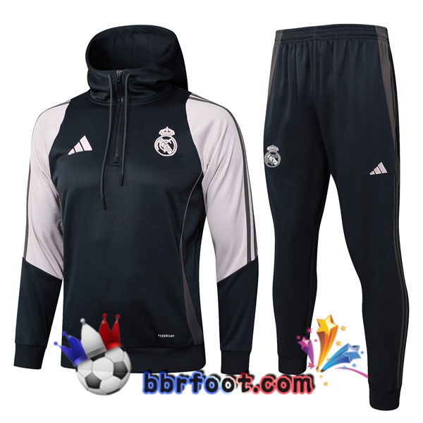 Survetement Foot - Sweat A Capuche Real Madrid Noir Rose 2025/2026