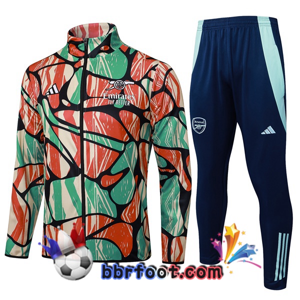 Survetement Foot - Veste Arsenal Rouge Vert 2025/2026