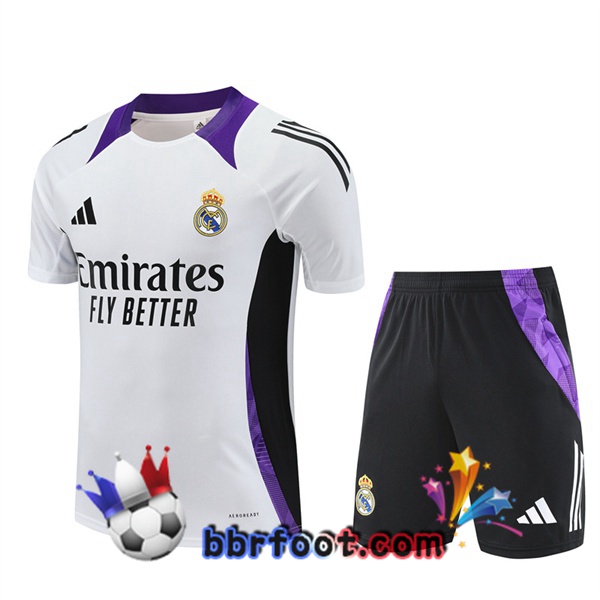 Ensemble Training T-Shirts Real Madrid + Shorts Blanc 2025/2026