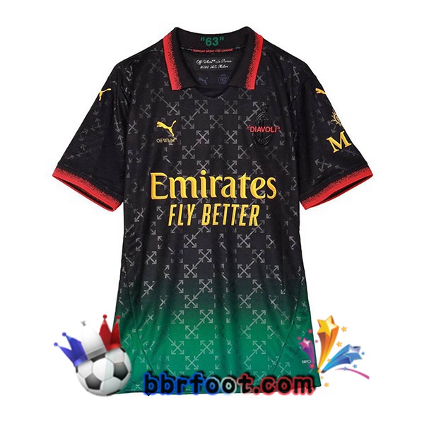 Maillot Foot AC Milan Gardien de but Noir Vert 2024/2025