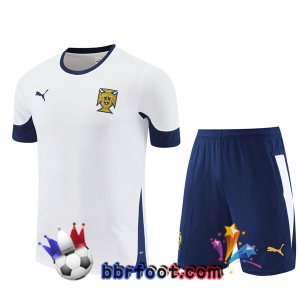 Ensemble Training T-Shirts Portugal + Shorts Blanc 2025/2026
